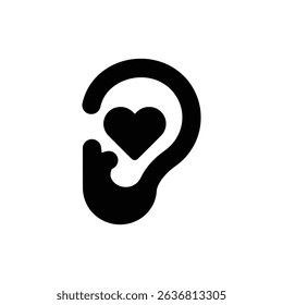 Ear with Heart Symbol for Active Listening and Emotional Connection
