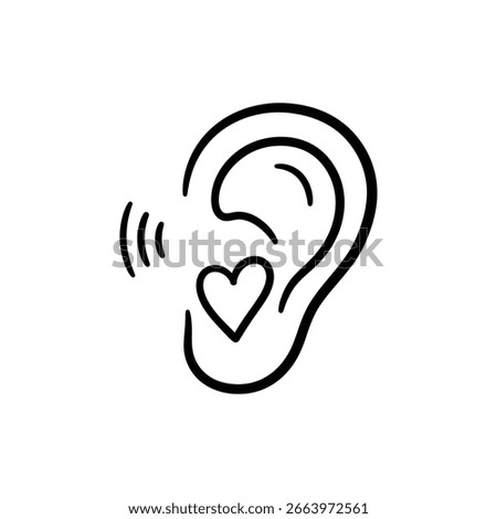 Ear with heart symbol representing active listening and empathy
