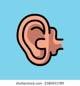 Ear, human organ cartoon, doodle vector illustration, simple concept, Isolated premium vector