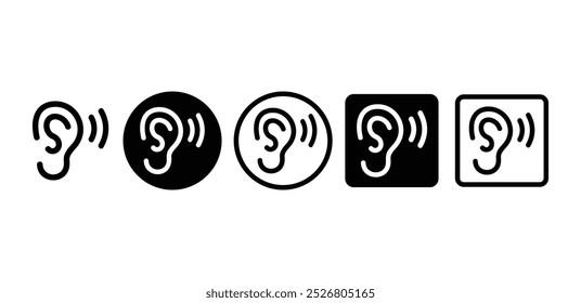 ear human people icon vector design black white simple flat line illustration isolated