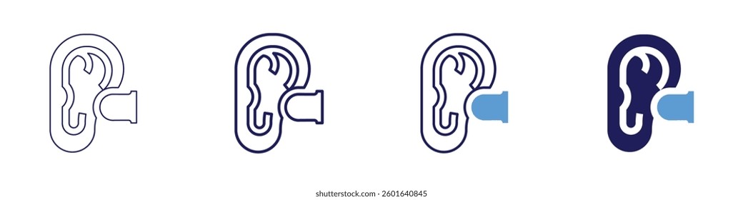 Ear protection​ icon in 4 different styles. Thin Line, Line, Bold Line, Duotone. Duotone style. Editable stroke.