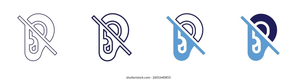 Ear itching​ icon in 4 different styles. Thin Line, Line, Bold Line, Duotone. Duotone style. Editable stroke.