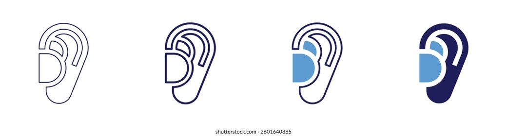 Ear bleeding​ icon in 4 different styles. Thin Line, Line, Bold Line, Duotone. Duotone style. Editable stroke.
