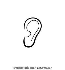 ear icon, auricle vector doodle