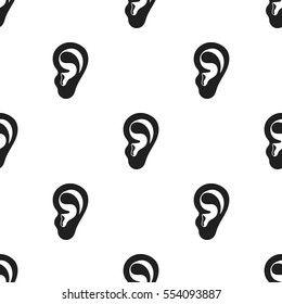 Ear icon in black style isolated on white background. Part of body pattern stock vector illustration.