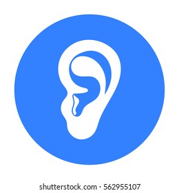 Ear icon in black style isolated on white background. Part of body symbol stock vector illustration.