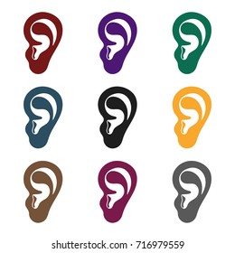 Ear icon in black style isolated on white background. Part of body symbol stock vector illustration.
