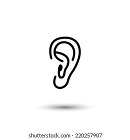 Ear icon - black vector illustration