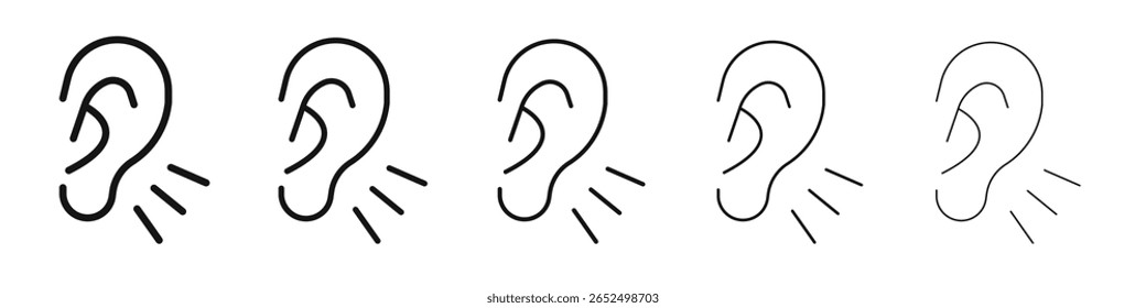 Signo de Vector blanco y negro del icono del oído