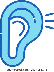 Ear Icon Blue Vector Illustration