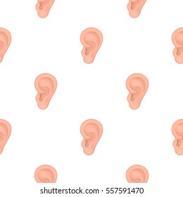 Ear icon in cartoon style isolated on white background. Part of body pattern stock vector illustration.