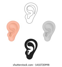 Ear icon in cartoon,black style isolated on white background. Part of body symbol stock vector illustration.