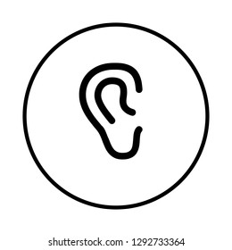Ear icon in circle. Vector Illustration