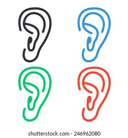 ear icon - colored vector illustration