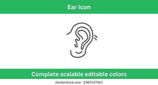 Ear Icon complete editable stroke and colors