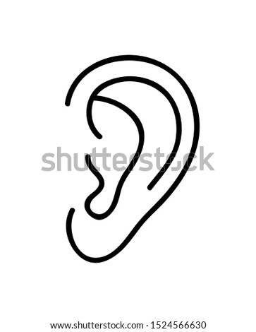 Ear icon. Continuous line art drawing. Vector illustration. Black and white hand drawn line art style