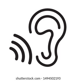 Ear icon design. Hearing icon in trendy line style design. Vector illustration.