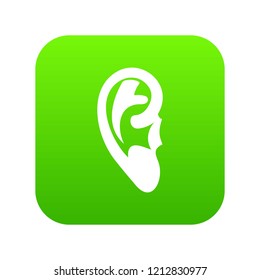 Ear icon digital green for any design isolated on white vector illustration
