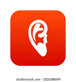 Ear icon digital red for any design isolated on white vector illustration