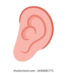 Ear icon in flat design style, vector illustration design elements, ear clip art, clip art ear, earlobe isolated on white background