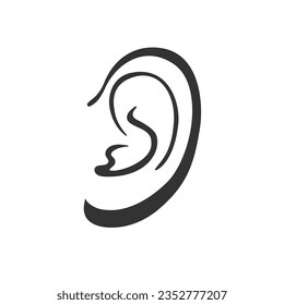 Ear icon flat sign. Part of body vector illustration