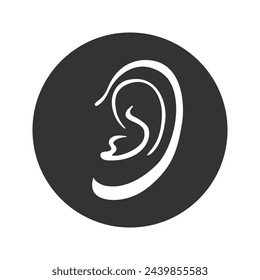 Ear icon flat sign. Part of body vector illustration