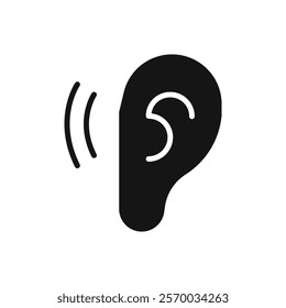 Ear icon Flat simple outline set