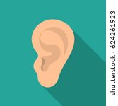 Ear icon in flat style isolated on white background. Part of body symbol stock vector illustration.