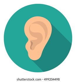 Ear icon in flat style isolated on white background. Part of body symbol stock vector illustration.