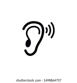 Ear icon. Flat vector illustration on white background. EPS 10