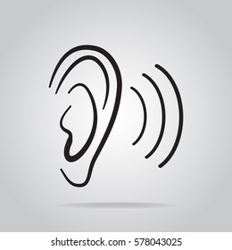ear icon, hearing and ear icon