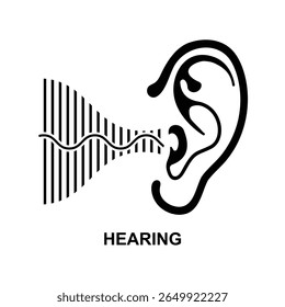 Ícone de ouvido. Ícone de audição isolado na ilustração do vetor de fundo.