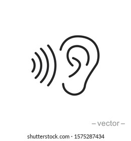 ear icon, hearing linear sign isolated on white background - editable vector illustration eps10