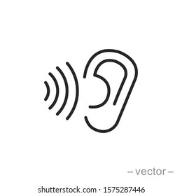 ear icon, hearing linear sign isolated on white background - editable vector illustration eps10