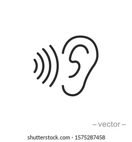 ear icon, hearing linear sign isolated on white background - editable vector illustration eps10