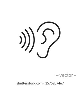 ear icon, hearing linear sign isolated on white background - editable vector illustration eps10