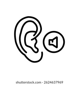 Ear icon, hearing linear sign isolated on white background - vector illustration