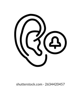 Ear icon, hearing linear sign isolated on white background - vector illustration