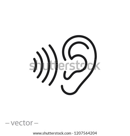 ear icon, hearing linear sign isolated on white background - editable vector illustration eps10