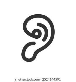 Ícone de ouvido para audição, audição e áudio. Logotipo de orelha preta, ícone de orelha preta, ícone de traçado de orelha ilustração de vetor