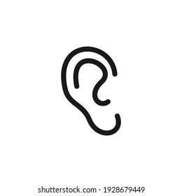 Ear icon. Hearing sense, perception symbol.