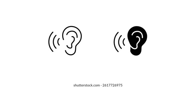 Ear icon. Hearing sense, perception symbol. icons button, vector, sign, symbol, logo, illustration, editable stroke, flat design style isolated on white linear pictogram