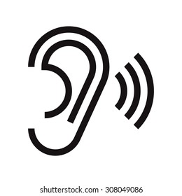 Ear icon. Hearing symbol isolated on white background