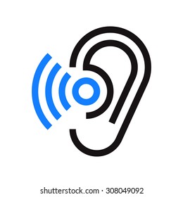 Ear icon. Hearing symbol isolated on white background