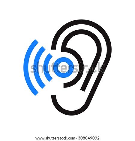 Ear icon. Hearing symbol isolated on white background