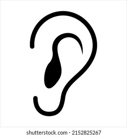 Ear icon. Hearing symbol. Vector illustration isolated on white background