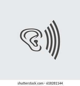 Ear icon isolated sign symbol and flat style for app, web and digital design. Vector illustration.