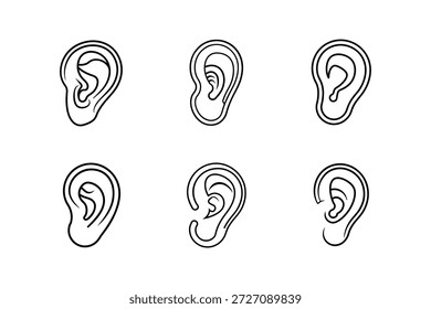 Ilustración vectorial de arte de línea de icono de oreja aislada