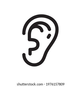 Ear icon. Ear line design The concept of hearing problems Isolated on background