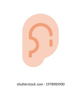 Ear icon. Ear line design The concept of hearing problems Isolated on background